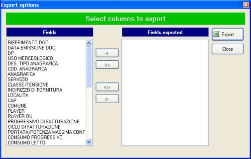 Export to Excel - Columns selection